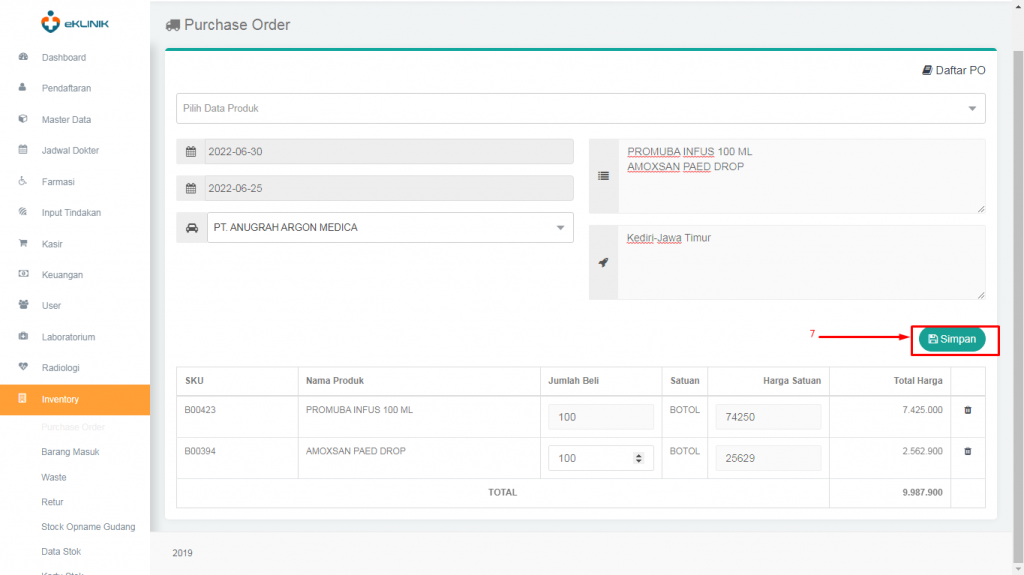 Cara Purchase Order Produk | Inventory – Pusat Tutorial eKlinik