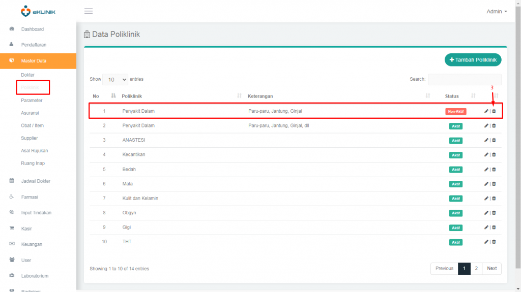 Cara Edit dan Hapus Poliklinik | Master Data – Pusat Tutorial eKlinik